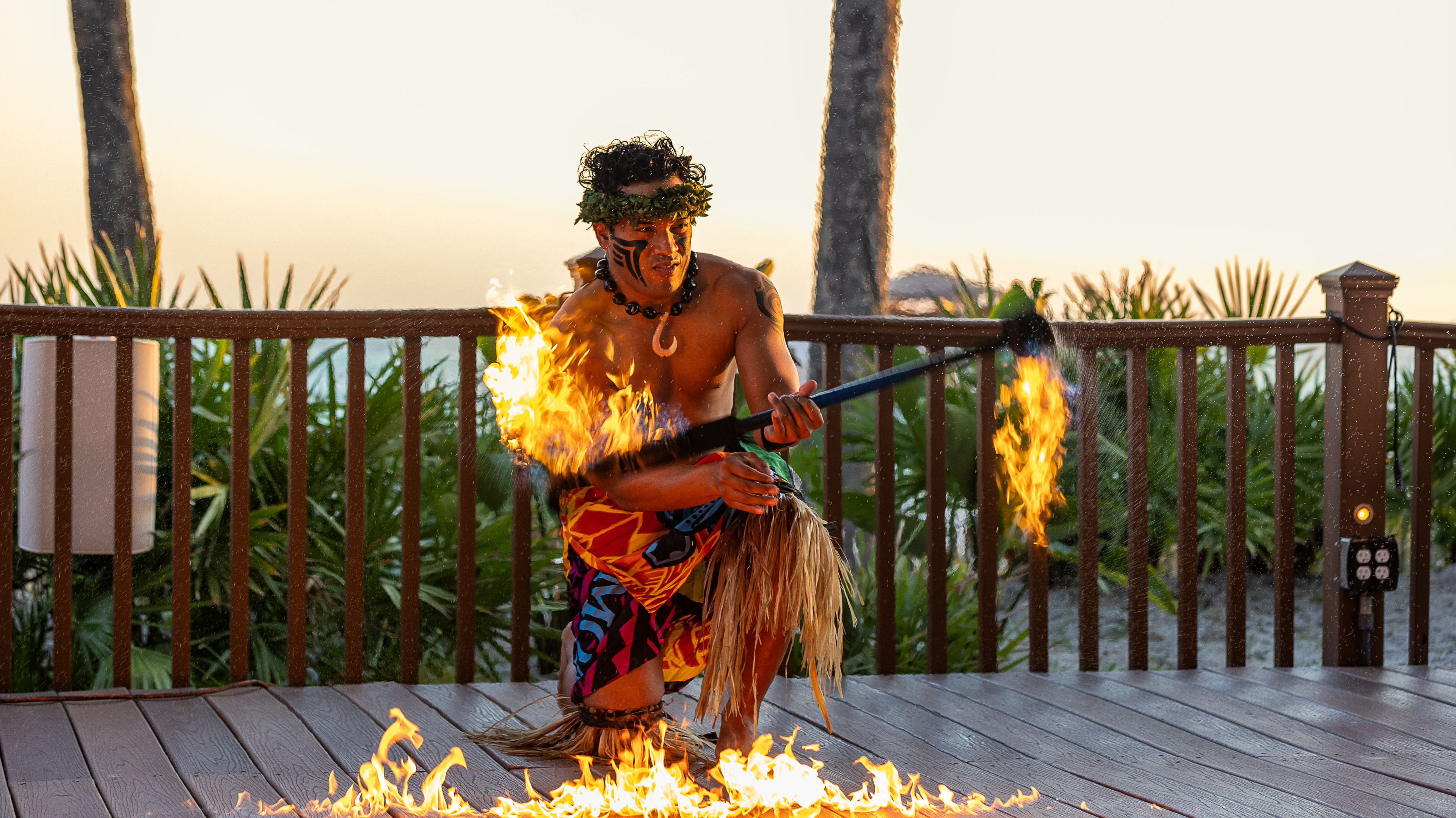 Fire dancer performing on stage